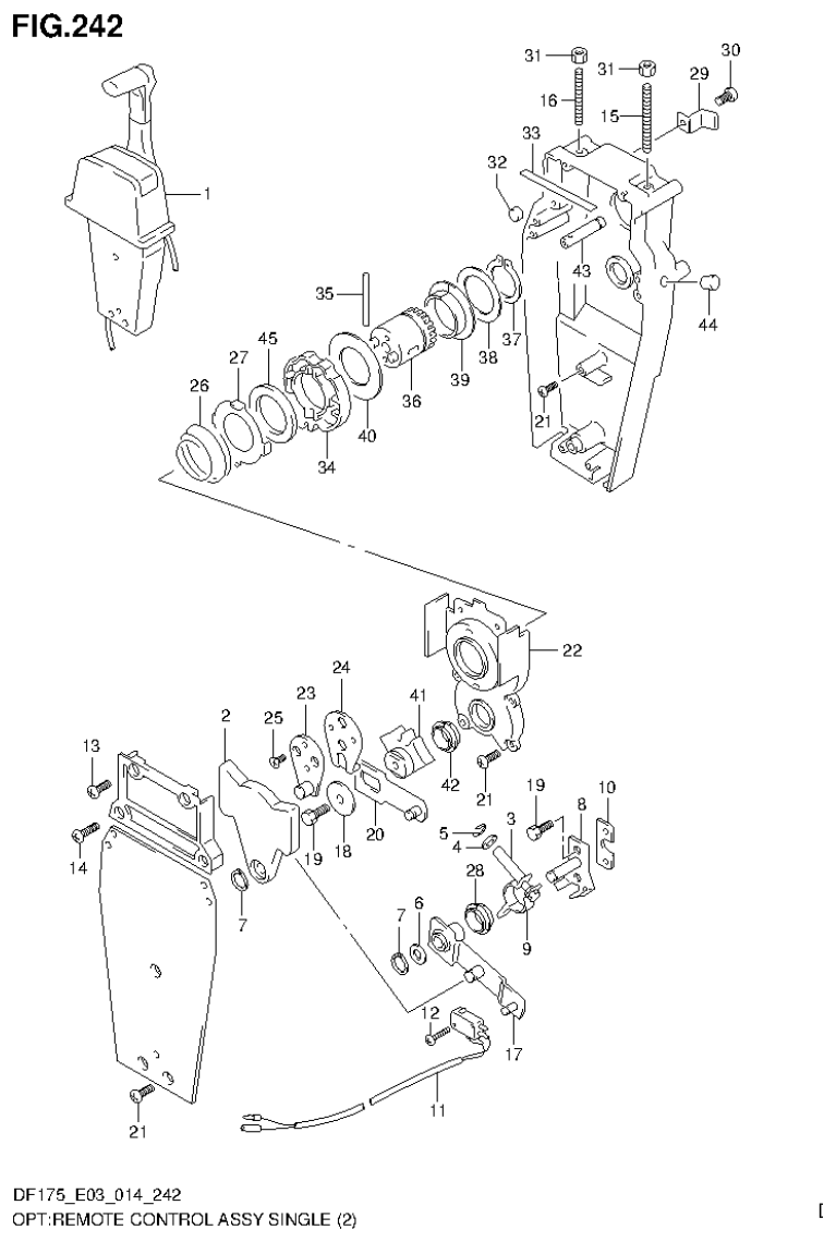 Suzuki DF175ZG OPT:REMOTE CONTROL ASSY SINGLE (2) parts diagram